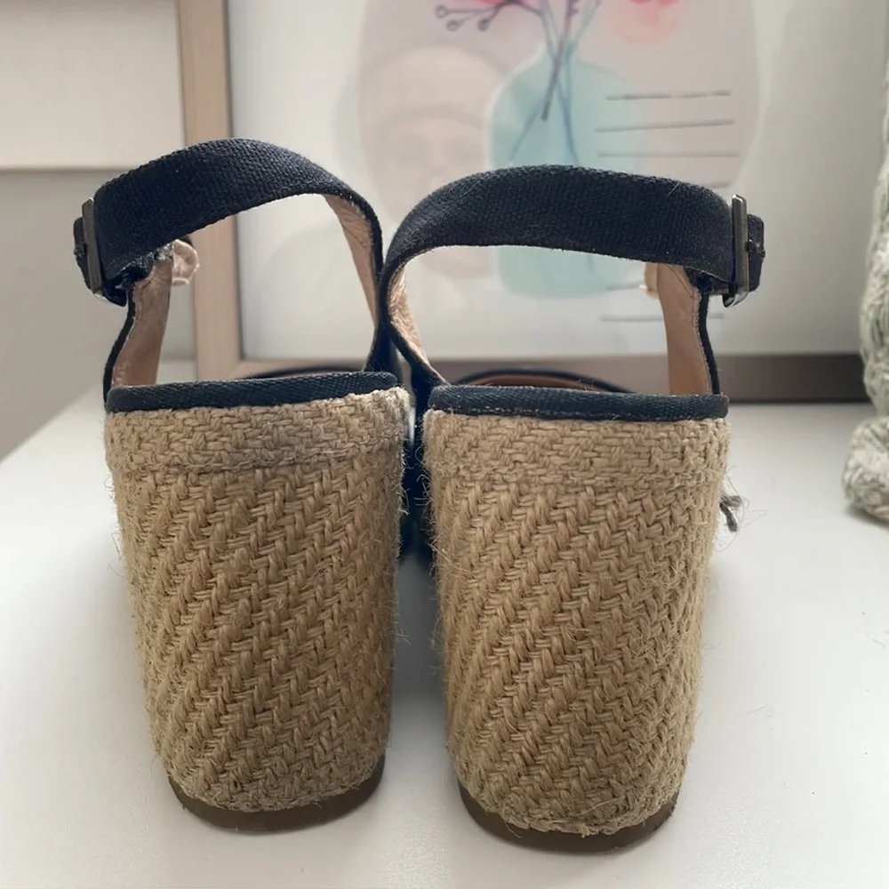 Dune London Black Canvas Espadrille Wedge Slingback